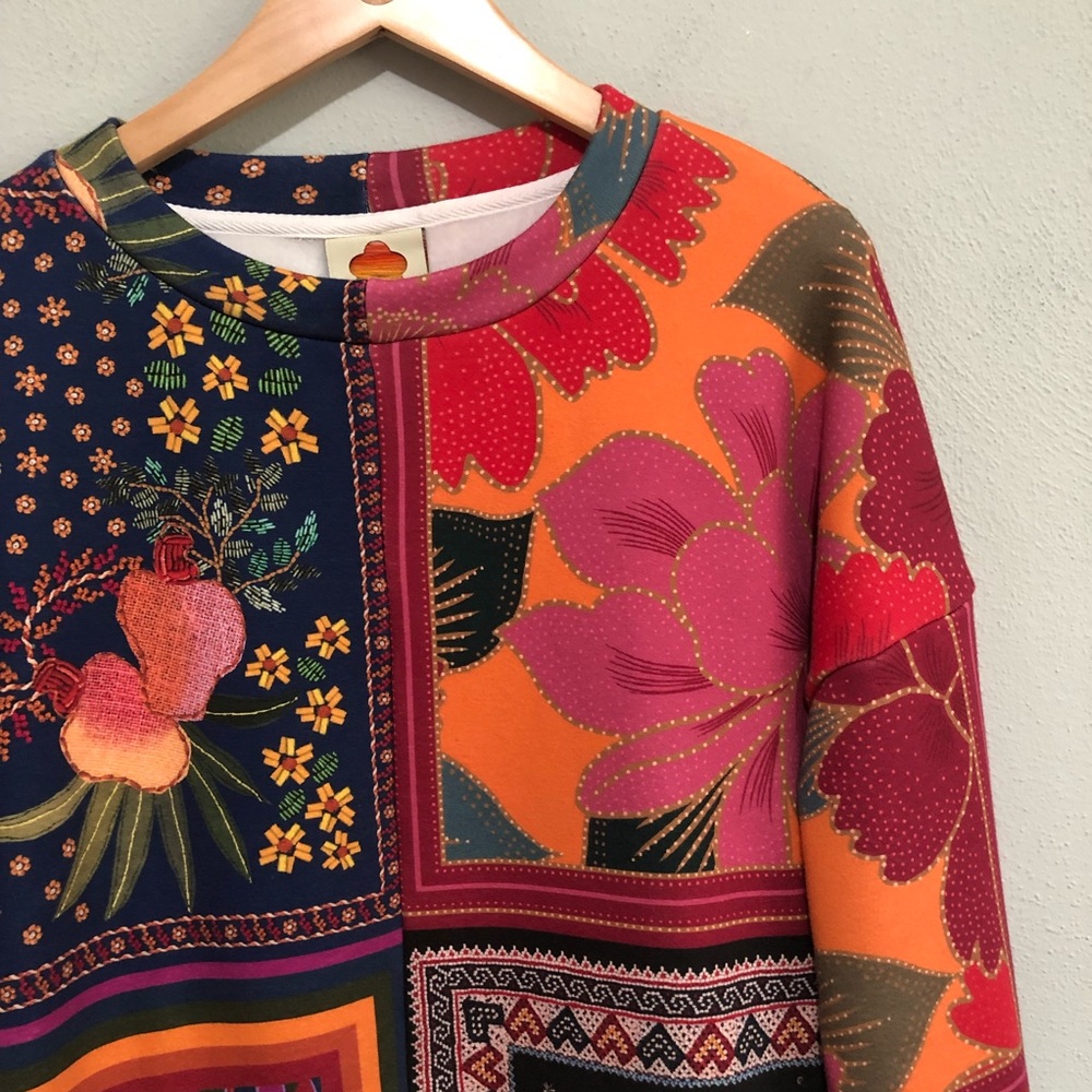FARM Rio Multicolor Patchwork Crewneck Sweater - Picture 7 of 13